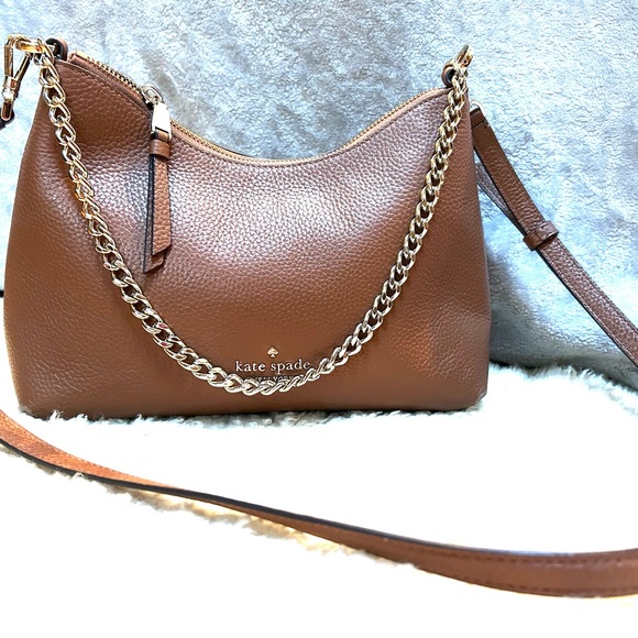 Kate Spade Tan Leather Shoulder Bag with Gold Chain - Picture 3 of 7